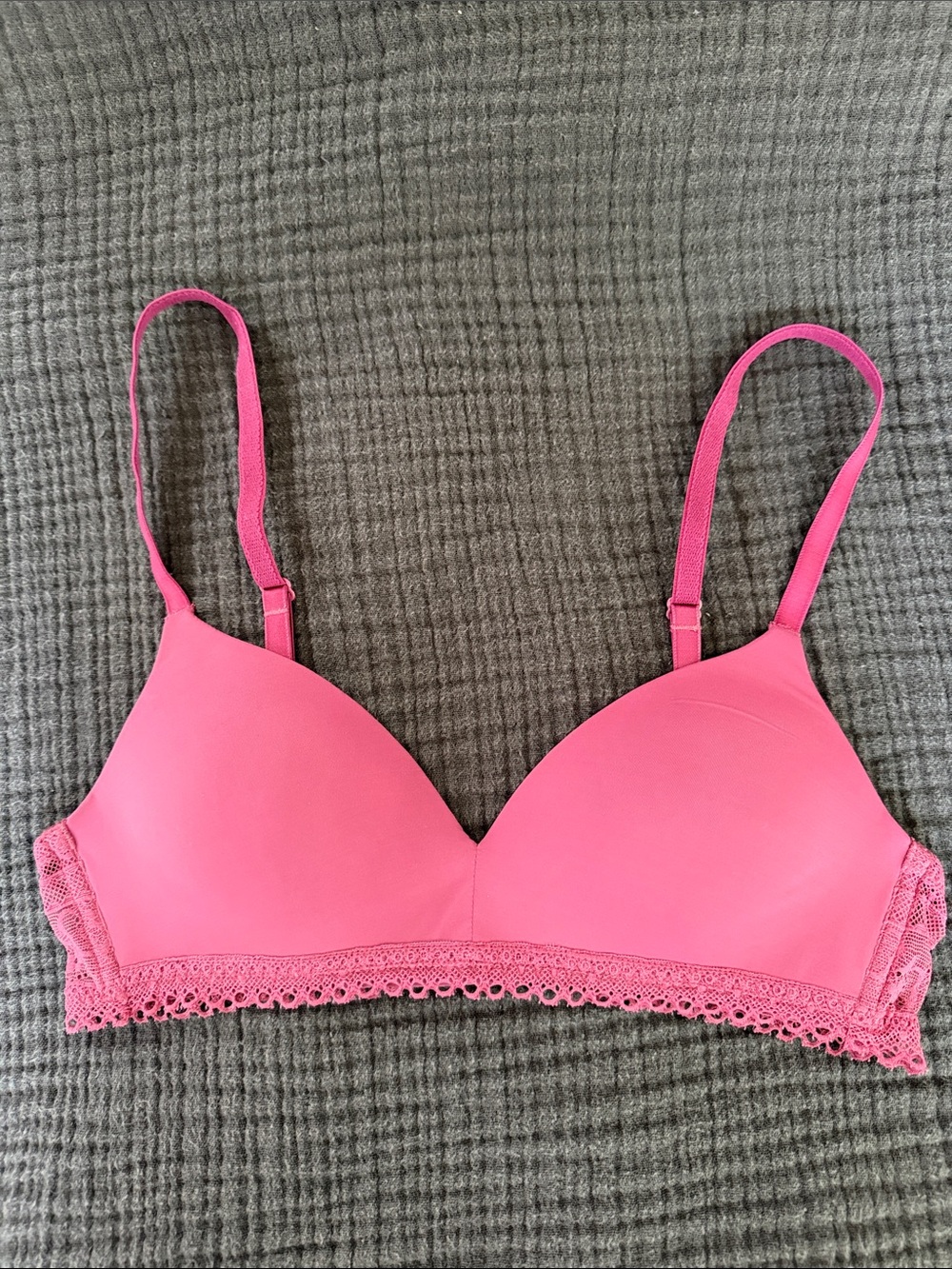 Wireless Pink Lace-Trim T-Shirt Bra
